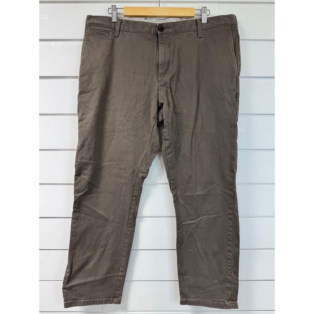 Dockers Alpha Khaki Mens Slim Tapered Chino Pants Brown Olive 38x28 Flat Front